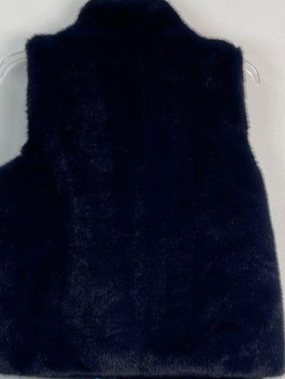 Christian Siriano Faux Fur Vest Navy Blue Full Zip Cozy Plush Winter M - Picture 3 of 7